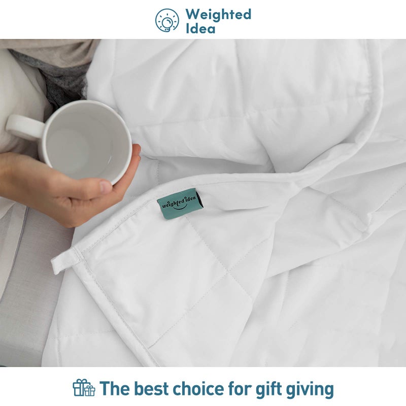 Weighted Idea Weighted Blankets for Adults (White,60"x80",20lbs) Breathable Cooling Blanket Queen Size with Premium Glass Beads Heavy Soft Throw Blanket for All-Season - Image 4
